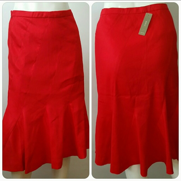 J. Crew  Fluted Skirt in Stretch linen red size 2 - Picture 1 of 8